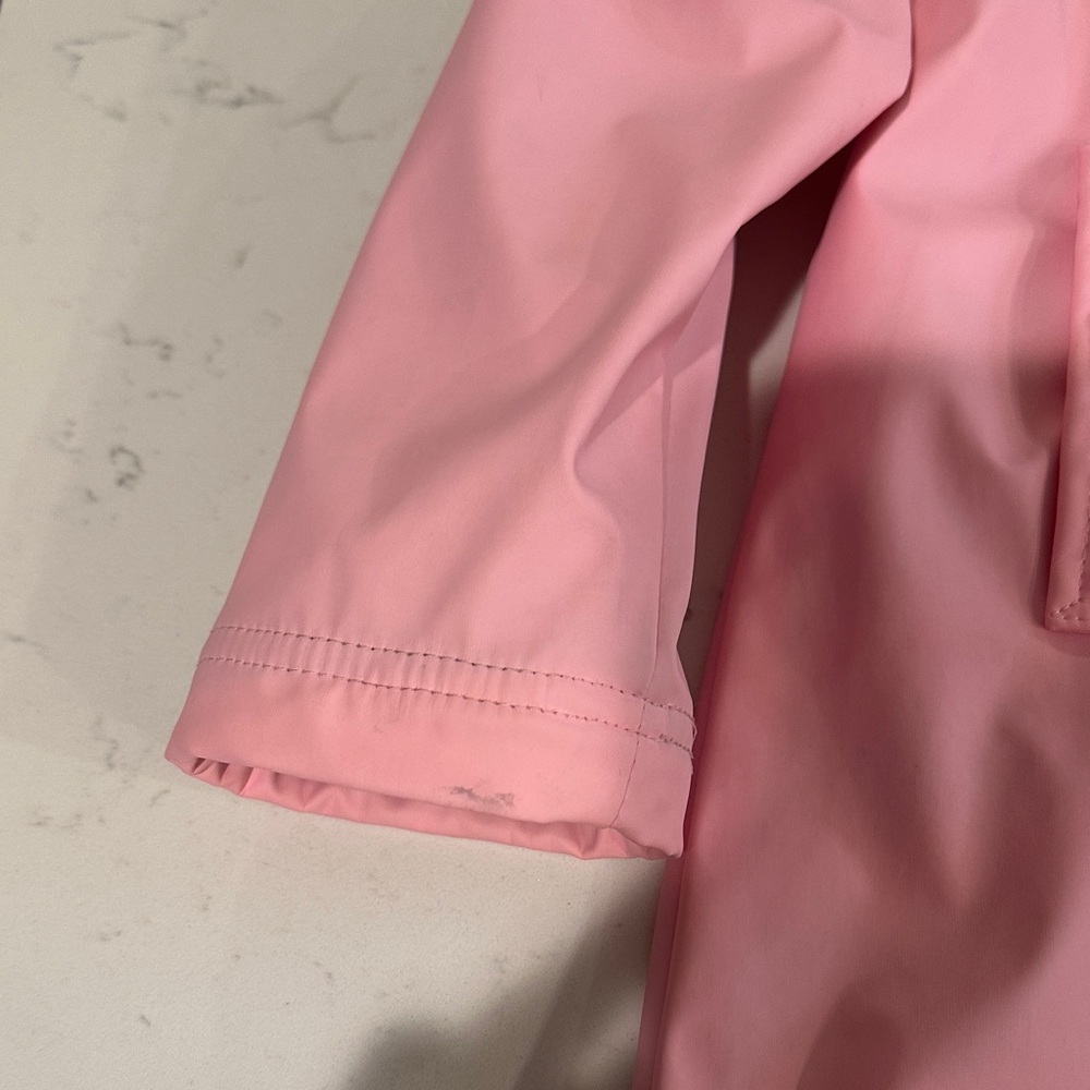 Hatley Pink Kids Hooded Raincoat with Navy Stripe Lining - Picture 3 of 9
